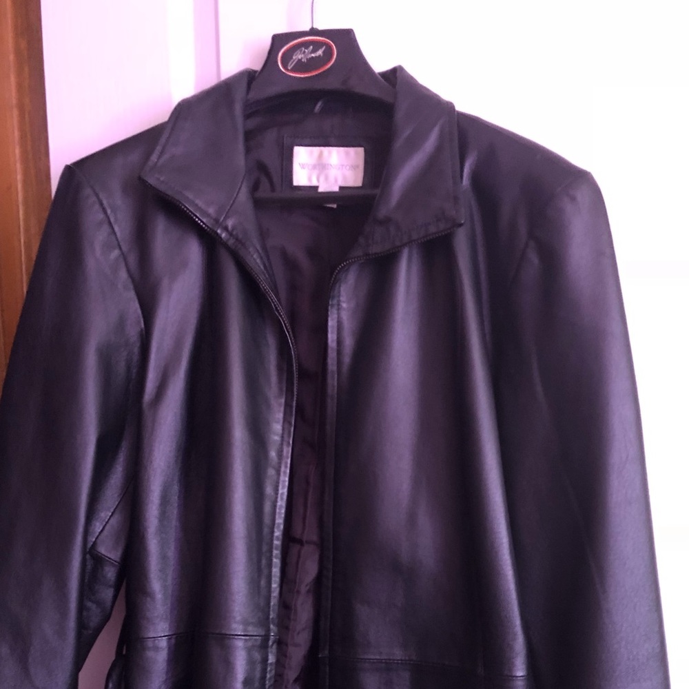 Black leather belted Jacket